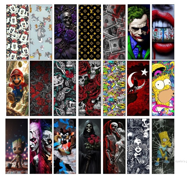 Baskılı Kapı Direk Folyo Mor İskelet (2’li takım)