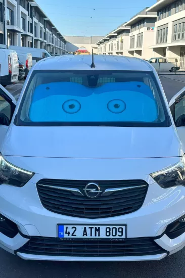 Araba Ön Cam Güneşlik – Karikatür Göz Desenli Katlanabilir Isı ve Işık Koruyucu