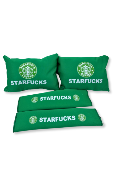 TKY Star Boyun Yastığı Emniyet Kemer Pedi Seti Yeşil