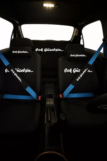 Çok Güzelsin 8 Parça Oto Koltuk Kılıf Seti Servis Kılıfı (Ön + Arka Set, 2 Boyun Yastığı, 2 Kemer Kılıfı)