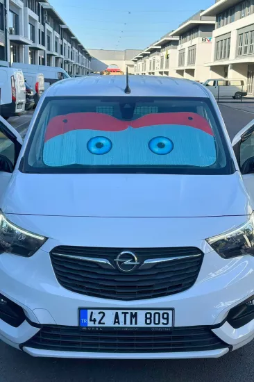 Araba Ön Cam Güneşlik – Karikatür Göz Desenli Katlanabilir Isı ve Işık Koruyucu