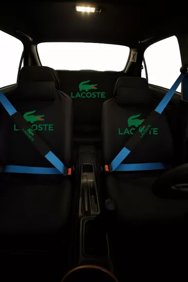 Lc Baskılı 8 Parça Oto Koltuk Kılıf Seti (Ön + Arka Set, 2 Boyun Yastığı, 2 Kemer Kılıfı)