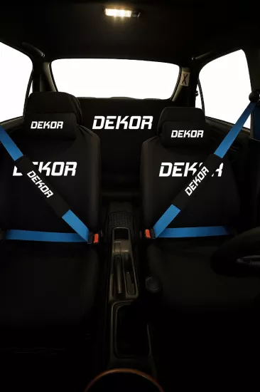 Dekor Baskılı 8 Parça Oto Koltuk Kılıf Seti Servis Kılıfı (Ön + Arka Set, 2 Boyun Yastığı, 2 Kemer Kılıfı)