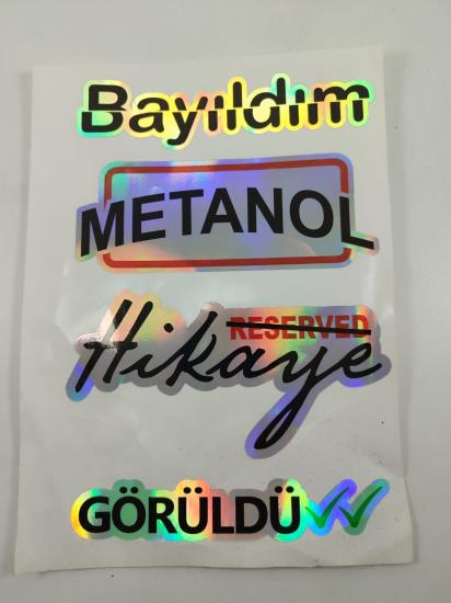 Hologram Arka Cam Sticker Etiket Model 018