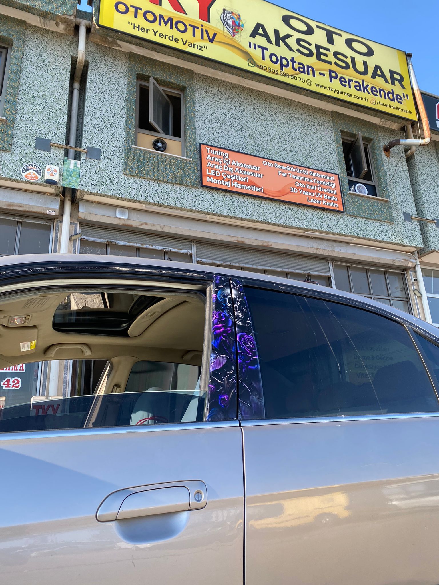 Baskılı Kapı Direk Folyo Mor İskelet (2’li takım)